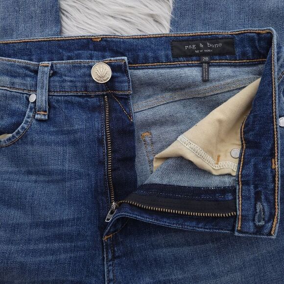 Rag and Bone Ankle Cigarette Womens Size 28 Blue Gold Metallic Dip Hem - Picture 14 of 16